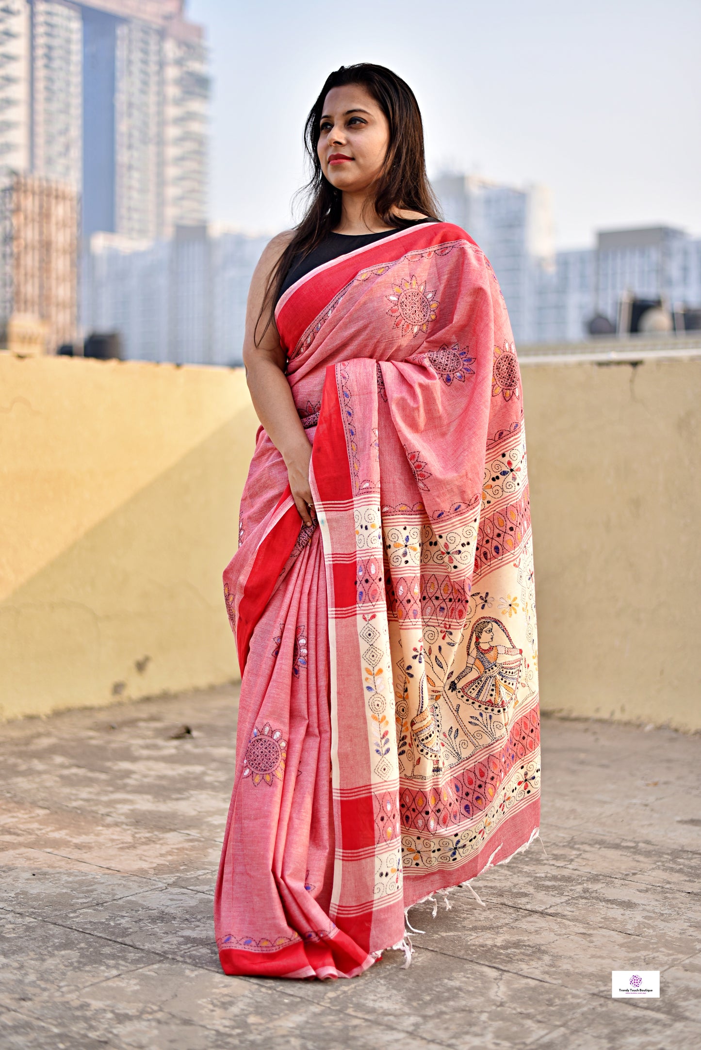 RADHAKRISHNA - KANTHA HANDEMBROIDERED - COTTON SAREE