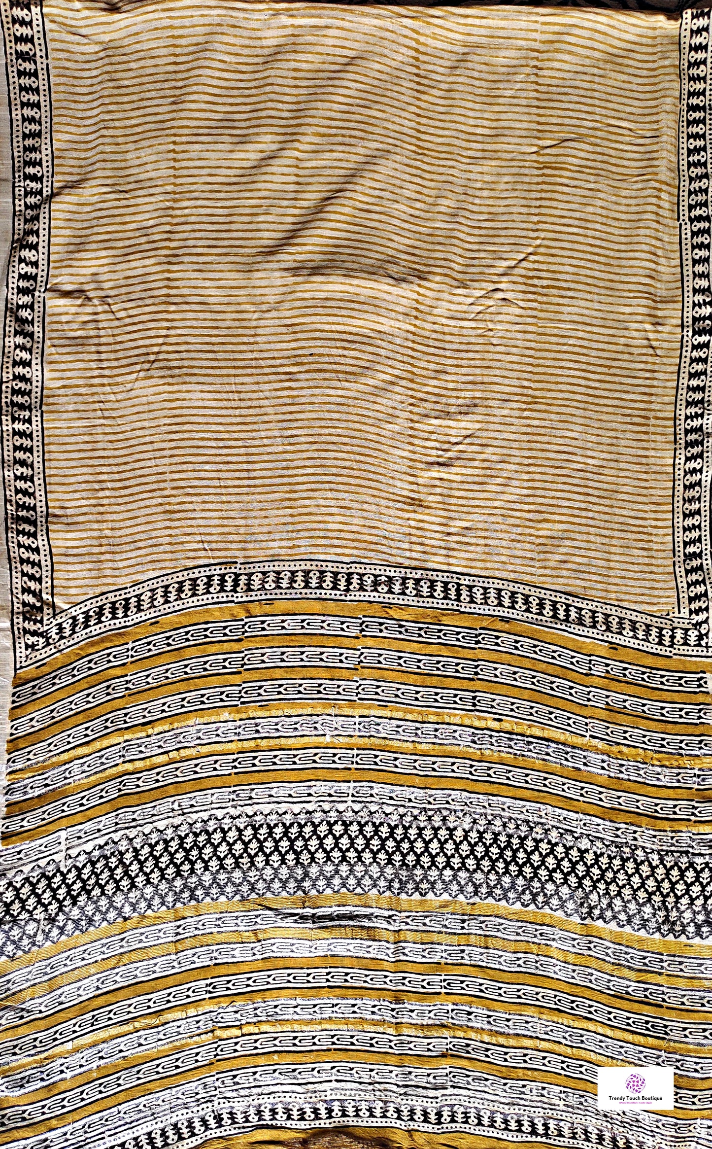 yellow black stripe handblockprint natural dye linen cotton saree best summer fabric best price with blouse piece