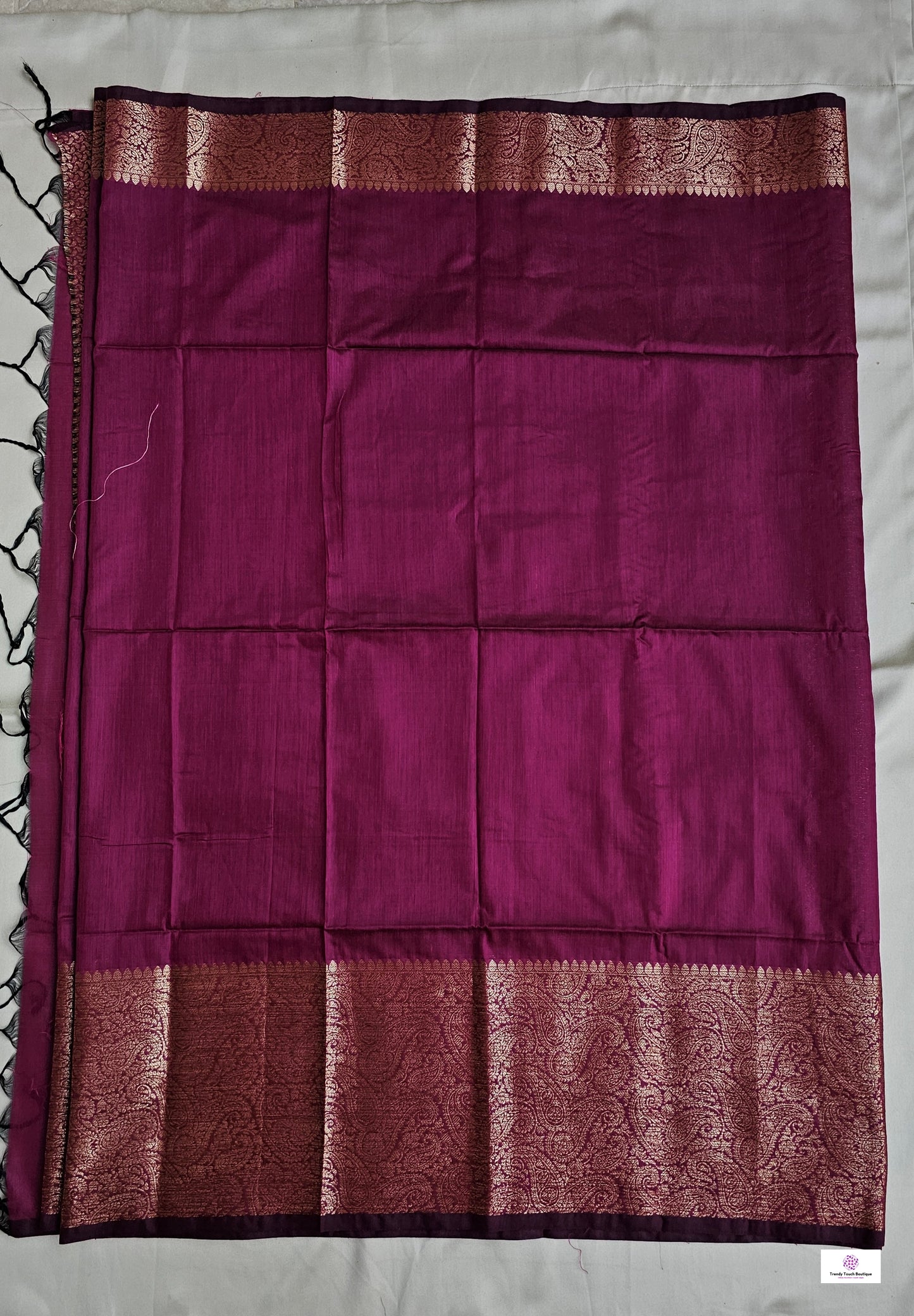 magenta color copper zari work kataan silk for puja and festive ocassion with brocade blouse piece and best price