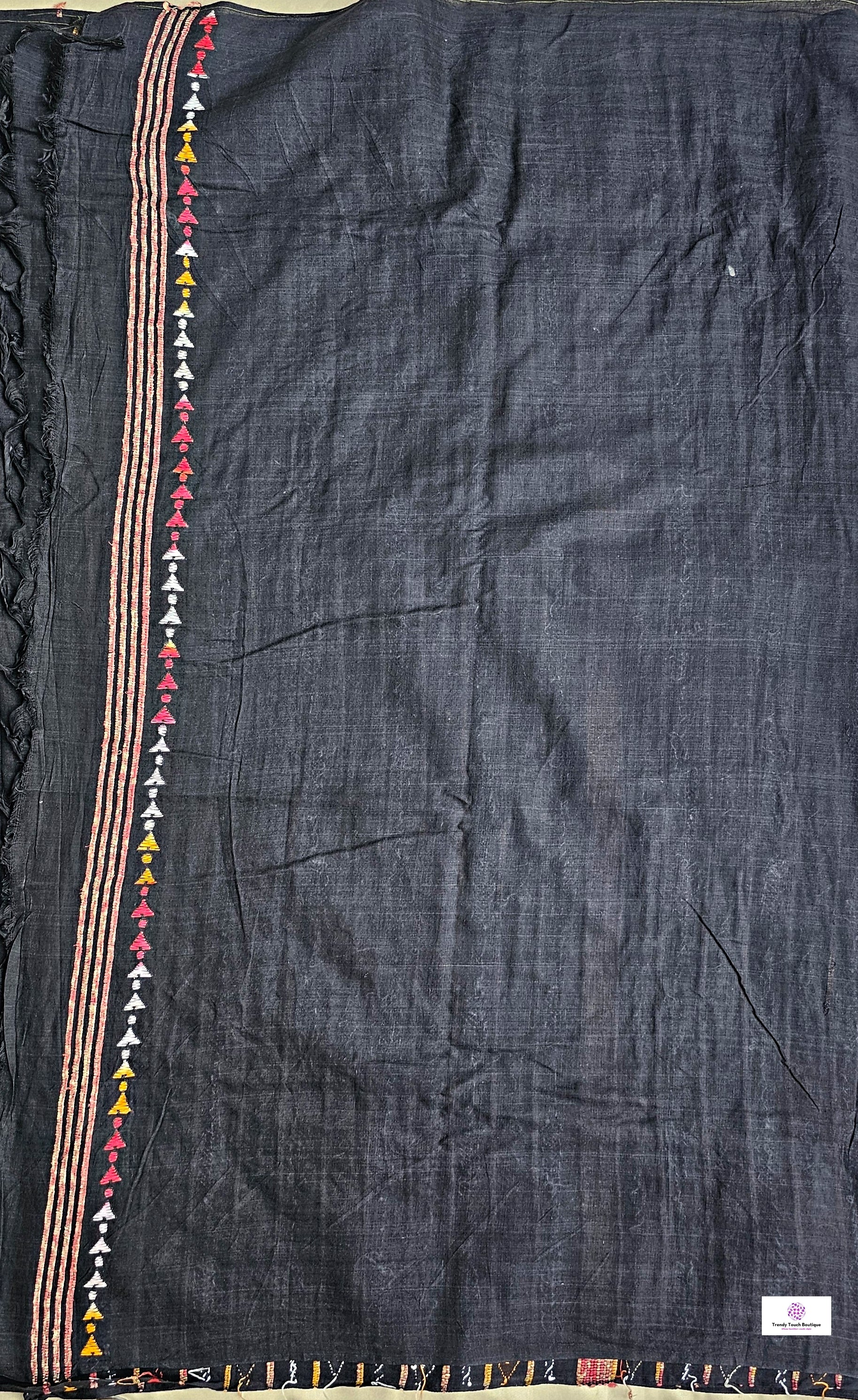 kantha hand embroidered black white yellow red thread work khesh khadi handloom saree best summer fabric for office wear and casual styling at summer celebration with blouse piece