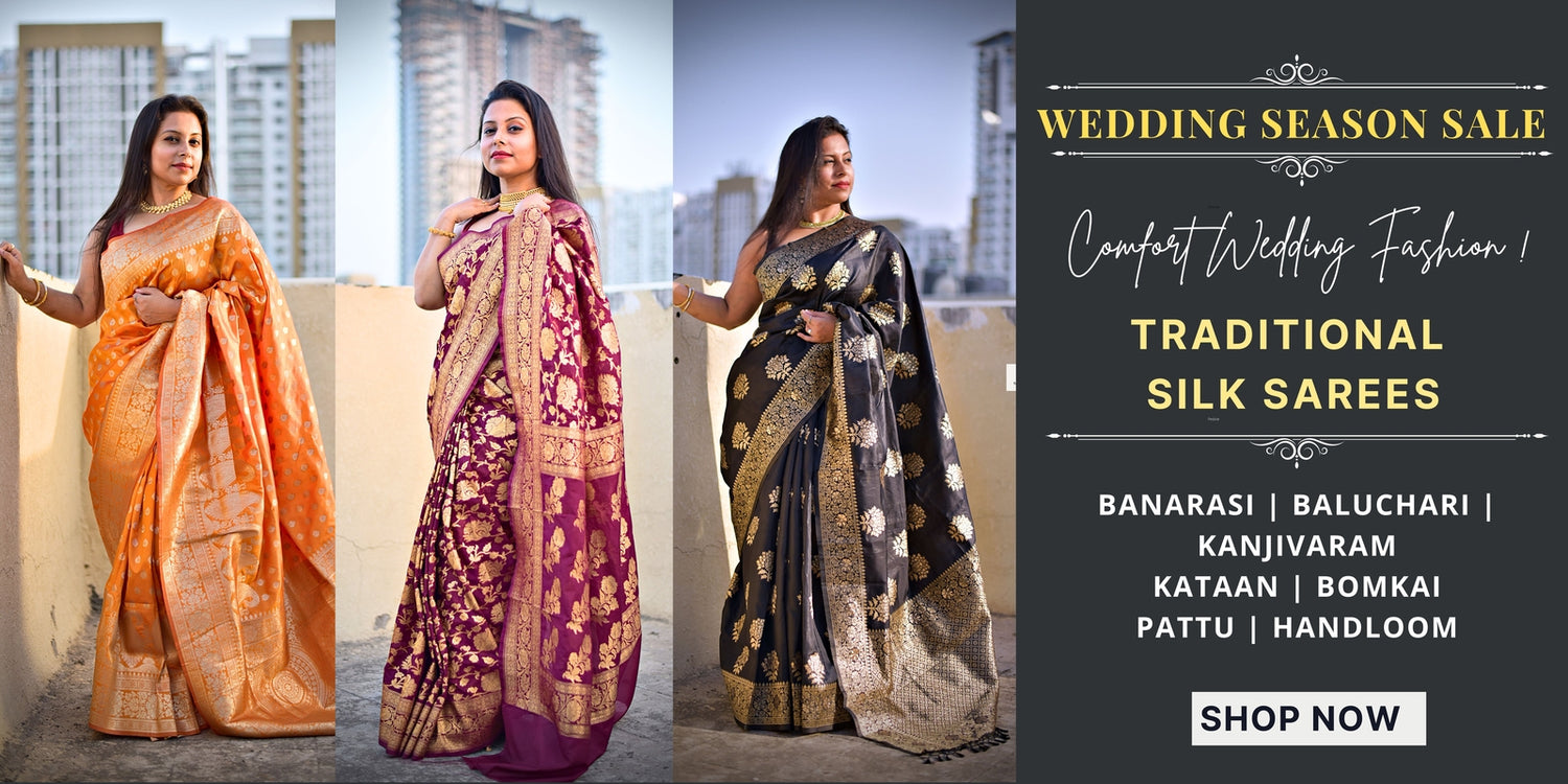 Traditional Silk Weaves Sarees for summer and monsoon marriage functions and special occasion in Banarasi silk, Organza Banarasi silk, baluchari silk, kataan, bomkai silks, pattu, kanjivaram