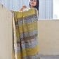  best summer handwoven handloom fabric handblock print organic slub linen saree yellow blue color at best price online with blouse piece for office wear or everyday styling!