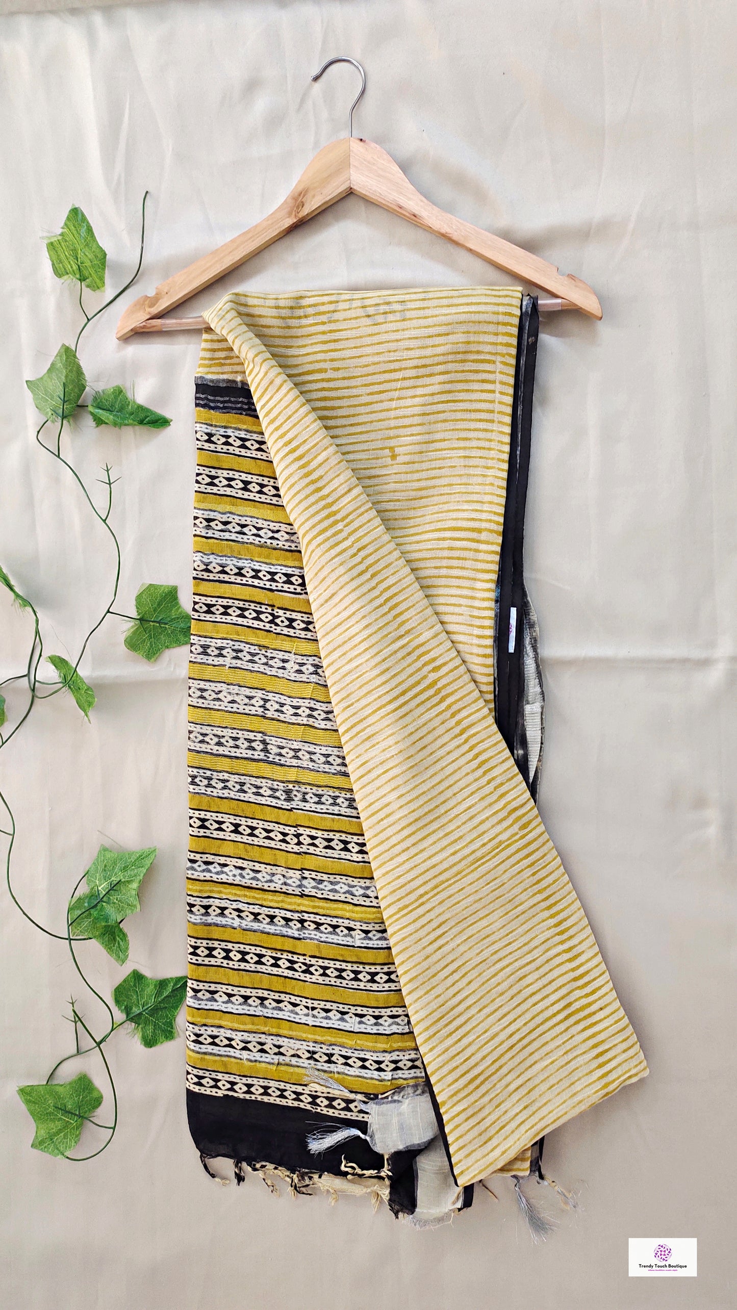  best summer handwoven handloom fabric handblock print organic slub linen saree yellow color stripes pattern at best price online with blouse piece for office wear or everyday styling!