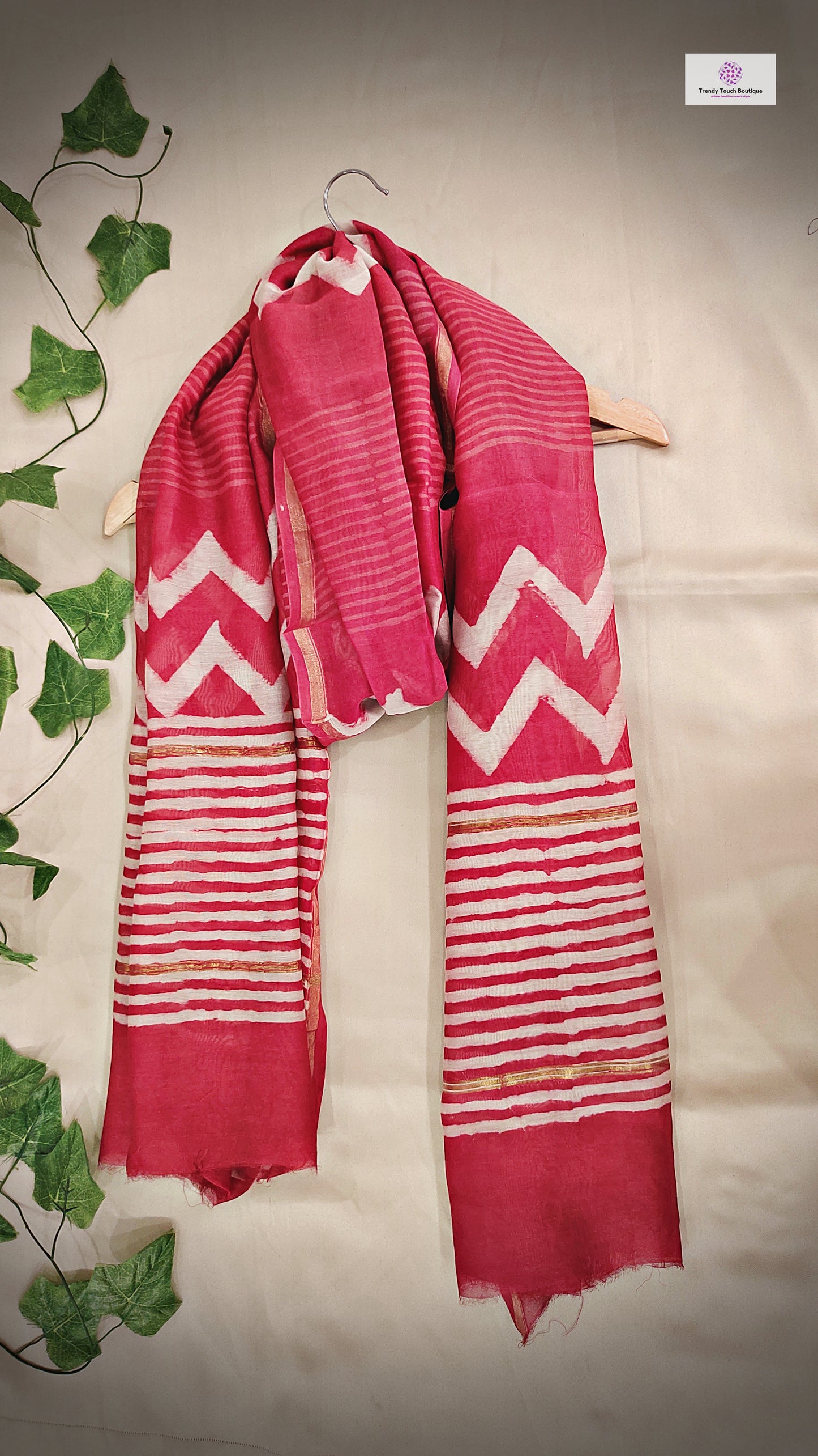 HEARTBEAT - HANDBLOCK PRINT - CHANDERI SILK DUPATTA