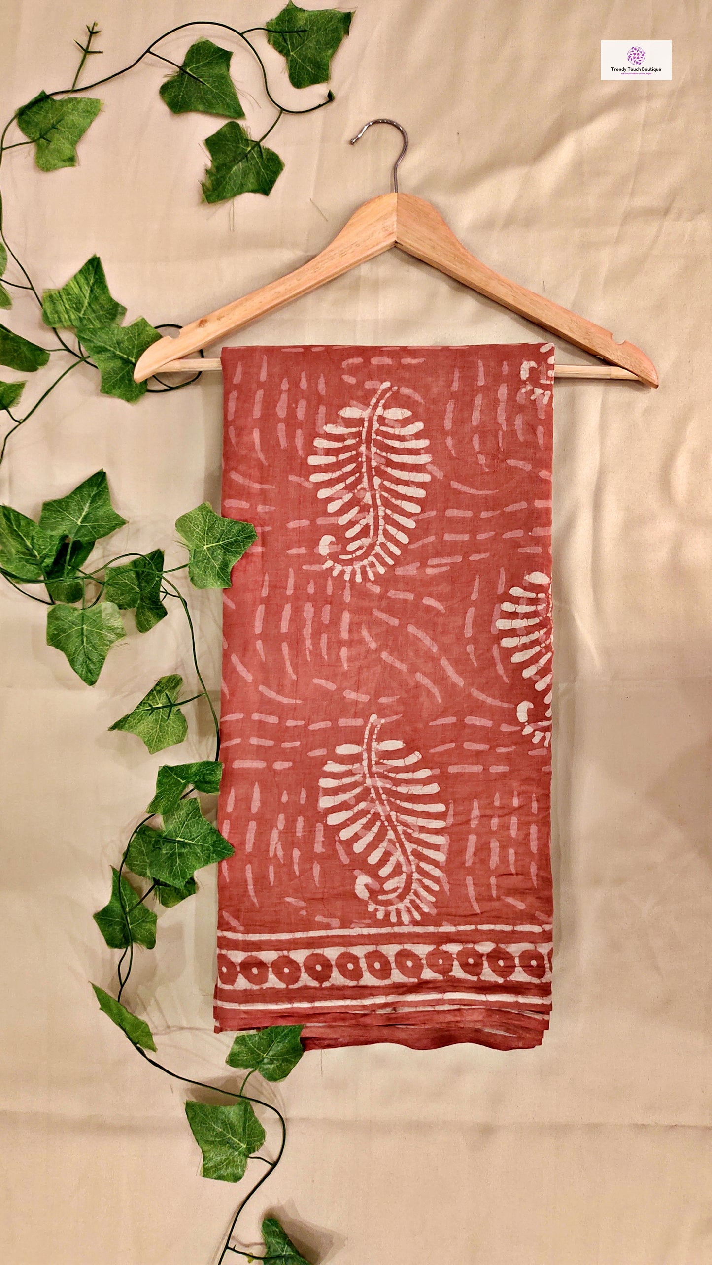 CINNAMON - HANDBLOCK PRINT - MULCOTTON SAREE