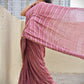 best summer handwoven handloom fabric handblock print organic slub linen saree pastel color brown at best price with blouse piece for office wear or everyday styling!