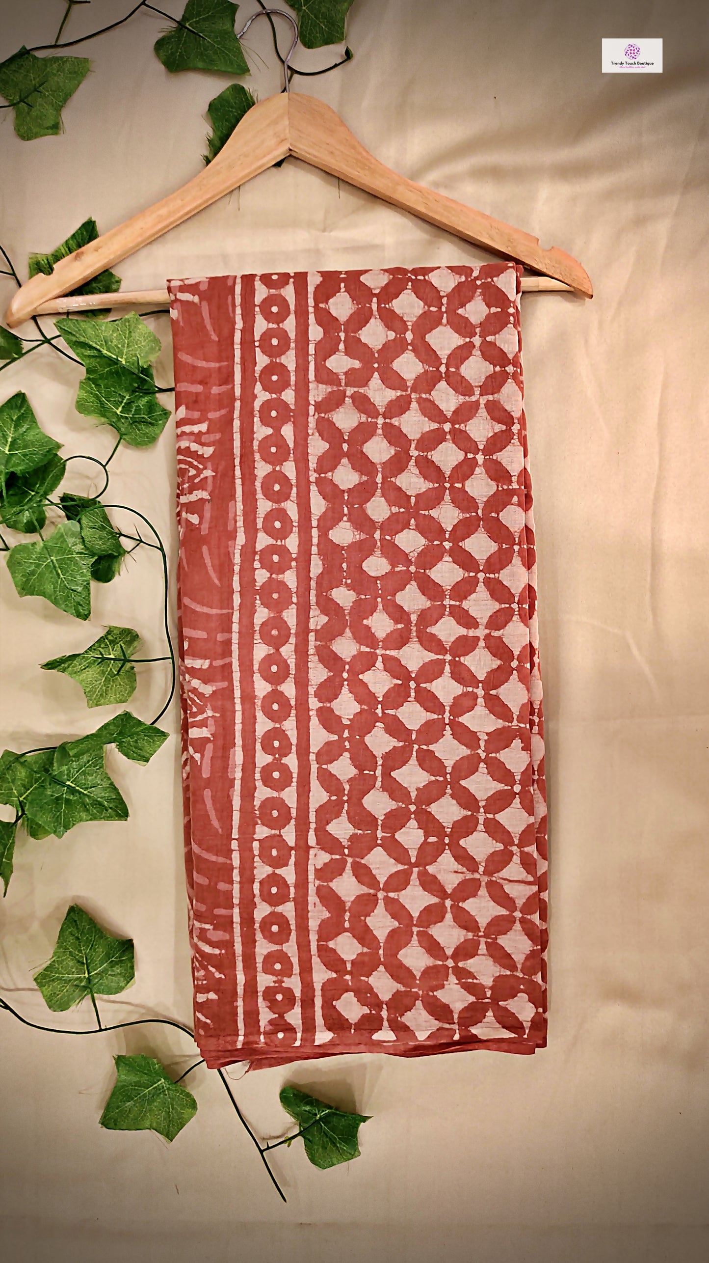 CINNAMON - HANDBLOCK PRINT - MULCOTTON SAREE