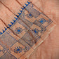 peach blue kantha stitch hand embroidered pure cotton handloom saree wedding season party wear marriage celebration affordable price with blouse piece designer saree