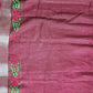 kantha handembroidered linen saree with maroon and beige tye and dye office wear or casual outing special events with blouse piece best price