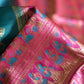 green pink soft baluchari silk saree for wedding and special ocassion lightweight with blouse piece best price