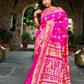 hot pink art silk baluchari silk saree for special ocassion marriage and wedding function with blouse piece and best price