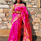 hot pink art silk baluchari silk saree for special ocassion marriage and wedding function with blouse piece and best price