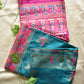 green pink soft baluchari silk saree for wedding and special ocassion lightweight with blouse piece best price