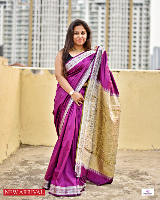 SONI - KATAAN SILK (PLUM - SILVER GREEN)