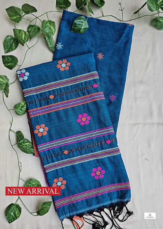 SARANG - BENGAL COTTON HANDLOOM SAREE (BLUE)