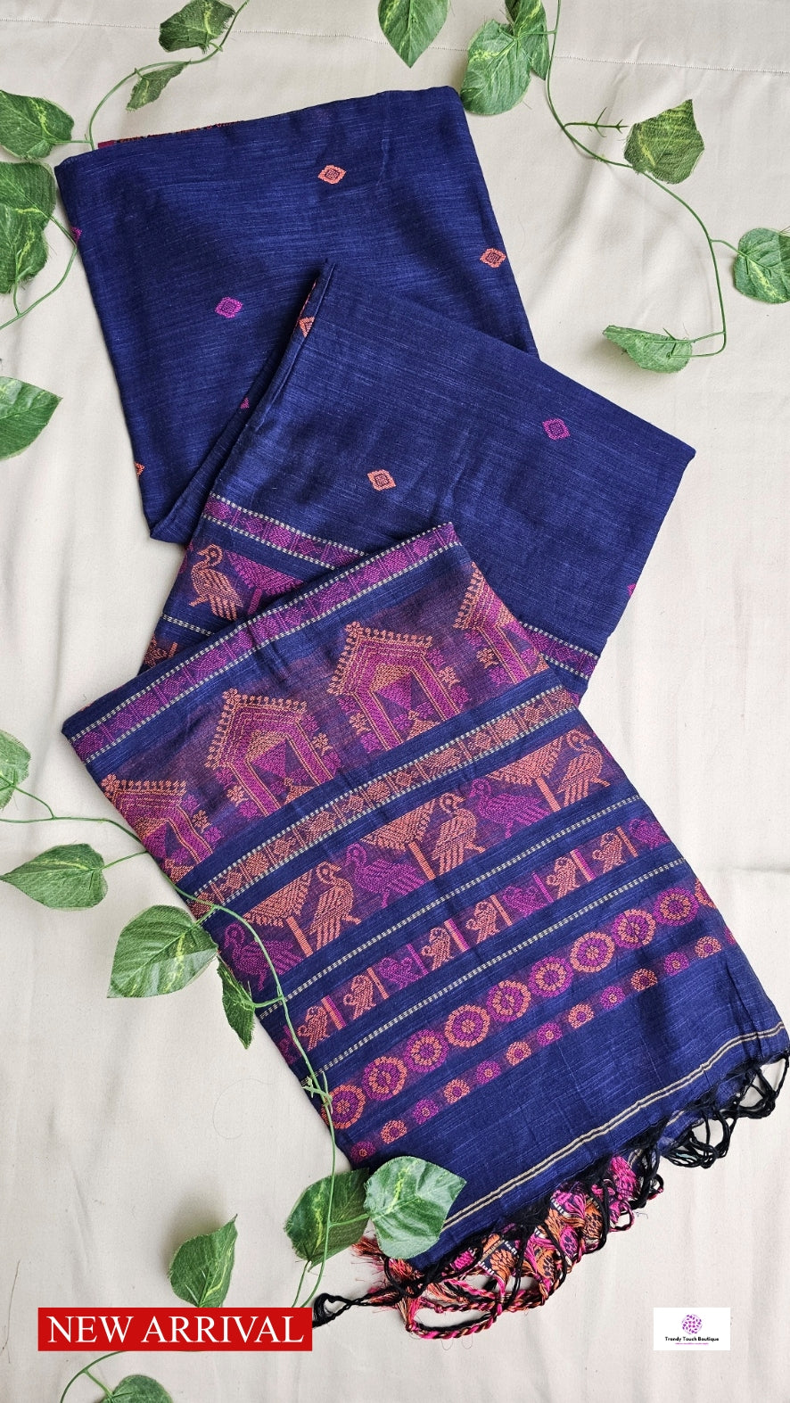 NEEL KUTIR - BENGAL COTTON HANDLOOM SAREE (BLUE)