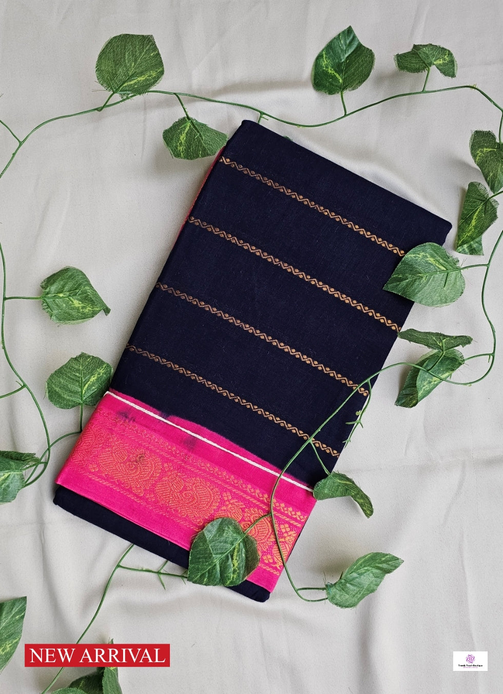 DARIYA - MADURAI SUNGUDI COTTON SAREE (MIDNIGHT BLUE & PINK)