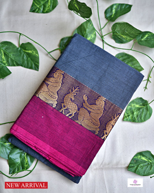 ASIM - CHETTINAD COTTON SAREE (POWDER BLUE & PINK)