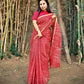 Organic Kota Doria Saree Handblock print in natural dye red soft best summer saree for office and casual outing best price with blouse piece