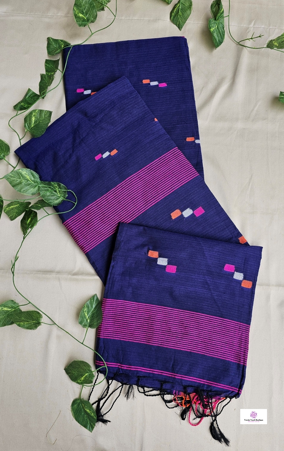 blue bengal cotton handloom saree lightweight summer wear saree fabric with blouse piece best price for office and casual wear