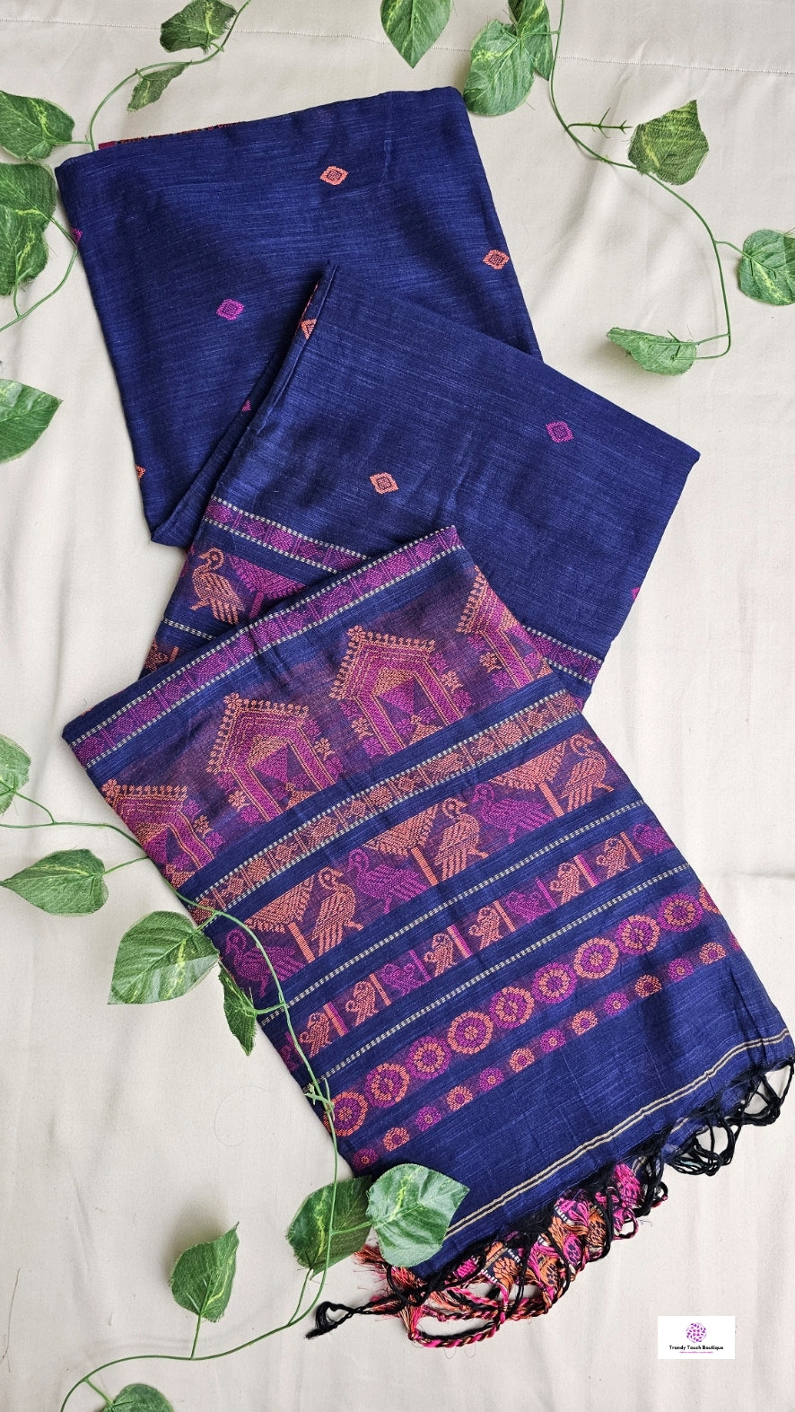 NEEL KUTIR - BENGAL COTTON HANDLOOM SAREE (BLUE)