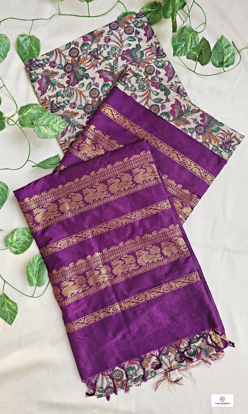 kalyani cotton gadwal kalamkari print light grey magenta saree with zari lata gadwal border is lightweight for office and special function with blouse piece best price