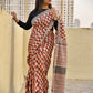 red black beige handblockprinted mulcotton saree best summer fabric saree for office and casual styling with blouse piece best price