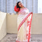 Phulia pure Bengal cotton handloom saree red white green saree for everyday regular wear saraswati puja ceremonies temple wear with blouse piece best price 