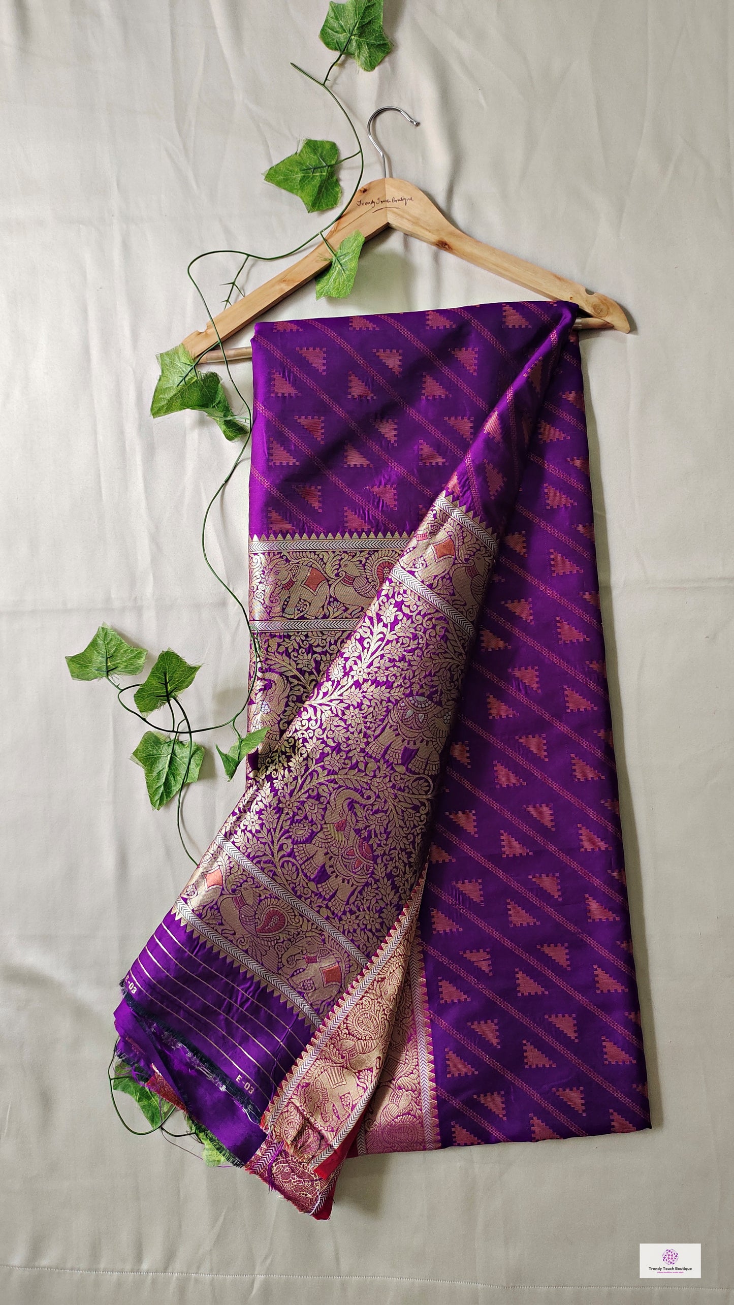 Kanjivaram styled violet color with copper zari work party wear special occasion saree for wedding function or bridal gift