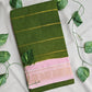 OLIVE - MADURAI SUNGUDI COTTON SAREE (OLIVE GREEN & PINK)