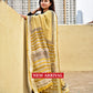 yellow black stripe handblockprint natural dye linen cotton saree best summer fabric best price with blouse piece