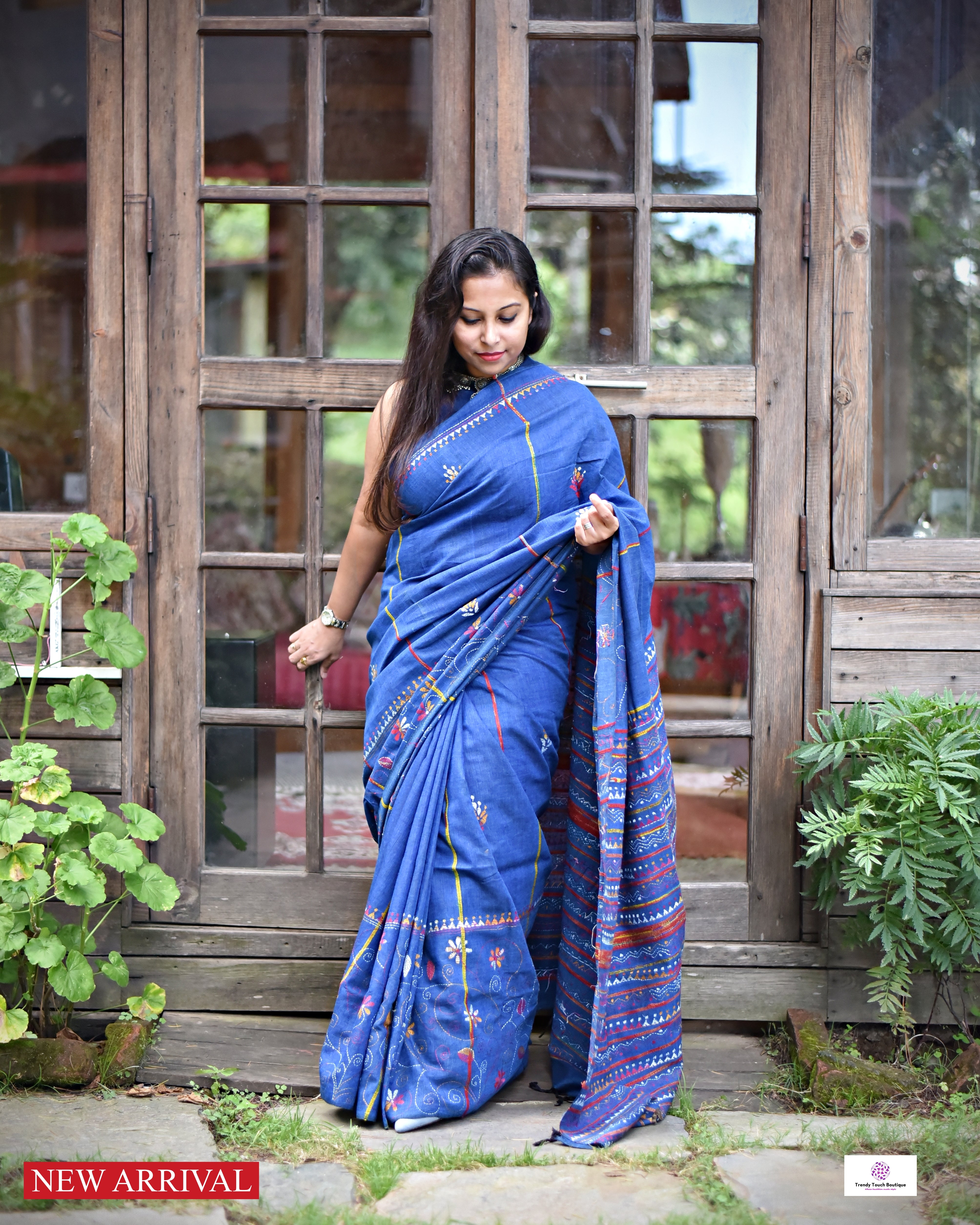 Limited Edition Hand Embroidered Khaddar sold Cotton Saree