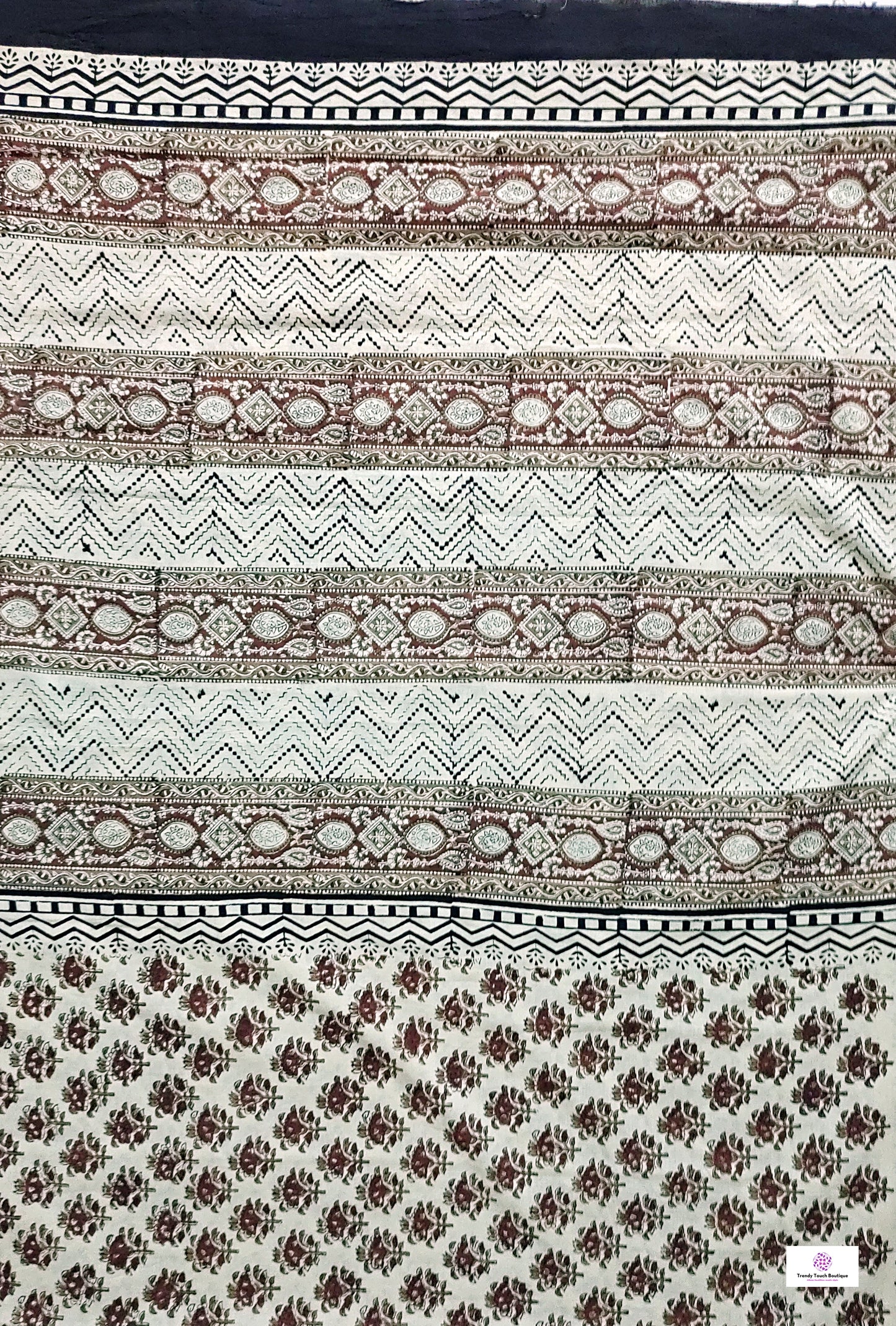 handblock printed mulcotton bagru pattern beige red black small prints best summer fabric for office and casual styling best price with blouse piece