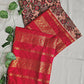 kalyani cotton gadwal kalamkari print  zari border red peach saree lightweight for office and special function with blouse piece best price