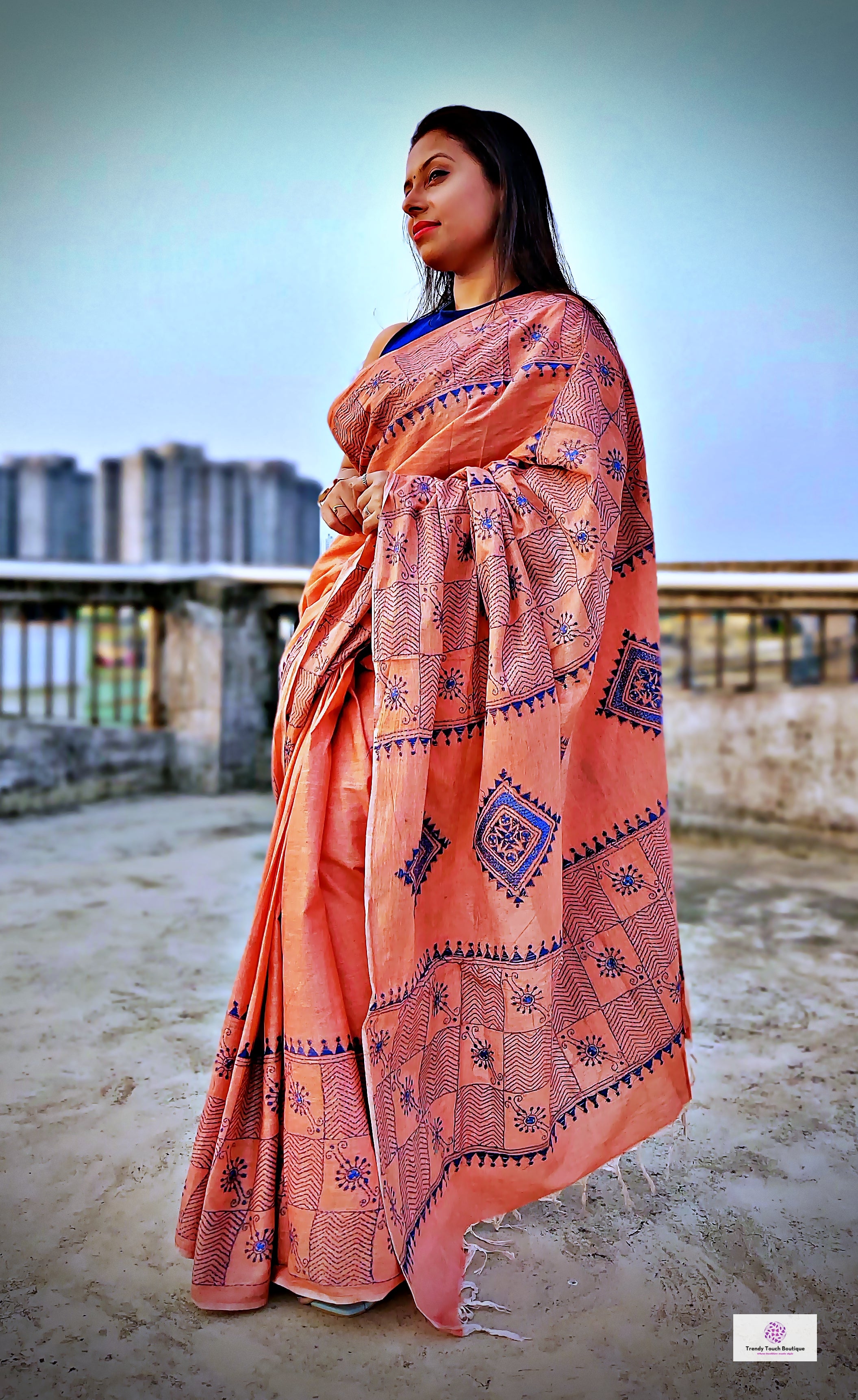 Pure Khadi Cotton Saree With Blouse Piece. Handloom Khadi Sarees  Ganga-youmuna Temple Border.soft Handloom Cotton Sarree.sufiyaart - Etsy