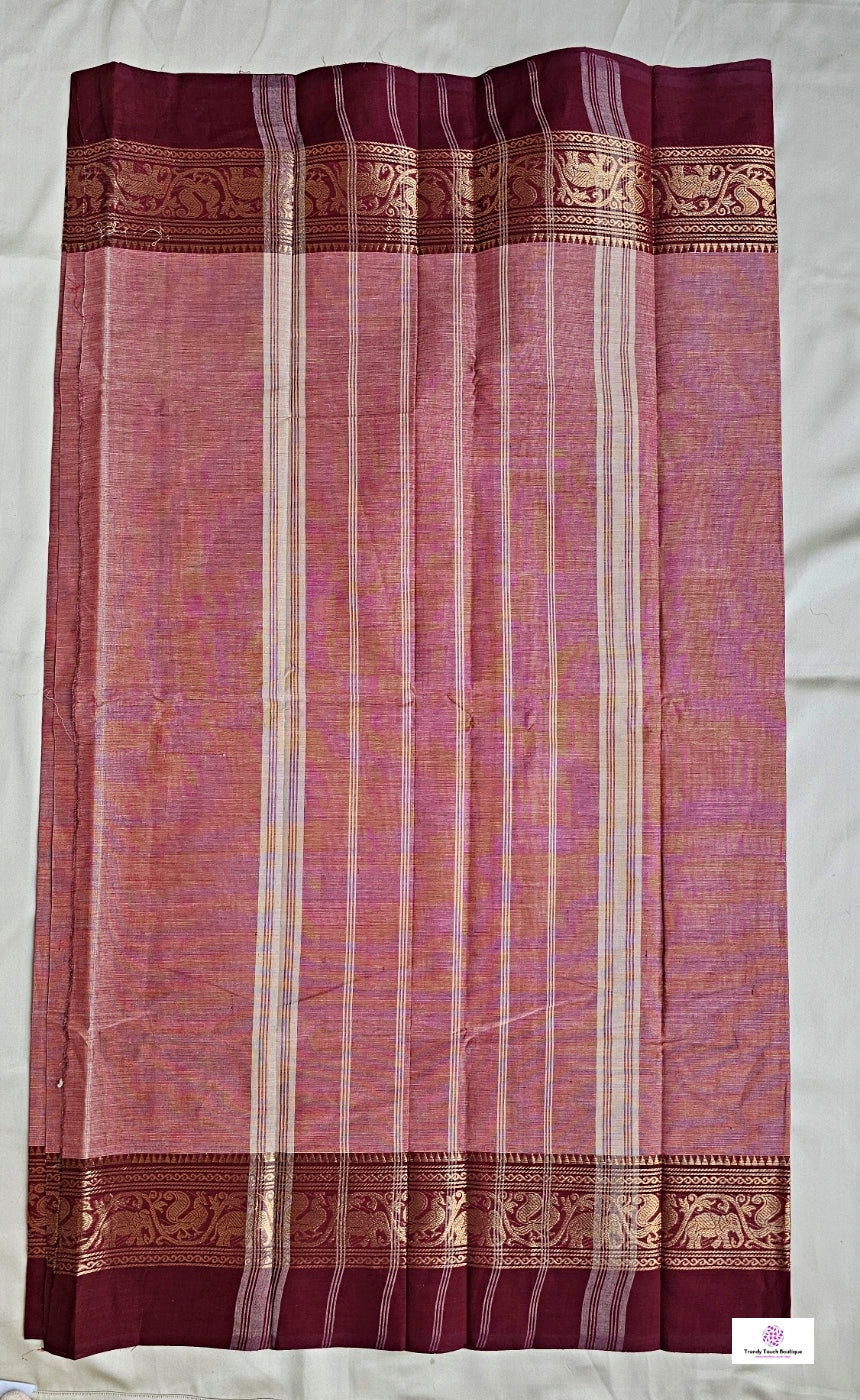 BLUSH - CHETTINAD COTTON SAREE (BLUSH MAROON & DARK MAROON)