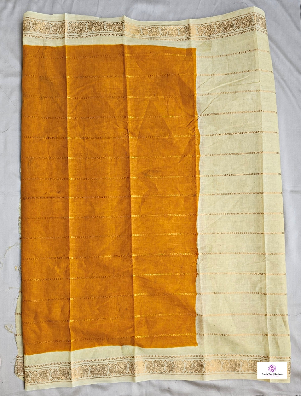 TURMERIC - MADURAI SUNGUDI COTTON SAREE (YELLOW & CREAM)