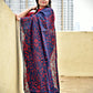 kantha handembroidered midnight blue red cotton silk saree for office styling and summer celebrations with blouse piece best summer fabric