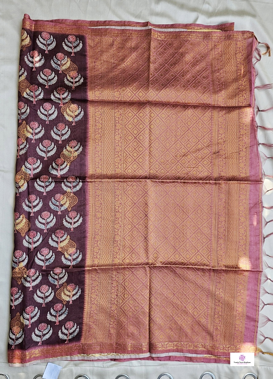 COFFEE HOUSE - SEMI TUSSAR SILK SAREE (BROWN)