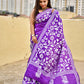 MONALISA - KANTHA HAND EMBROIDERED - BLENDED BANGALORE SILK (PURPLE)