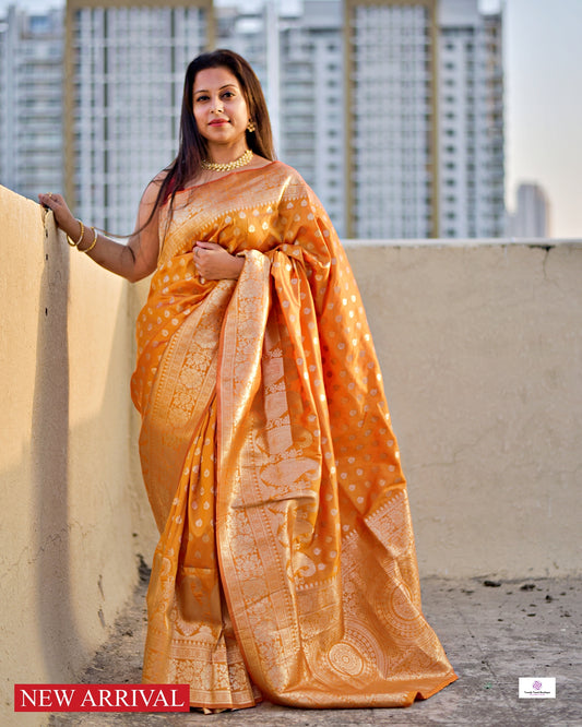 SWARNO - BANARASI SILK SAREE - OCHRE YELLOW