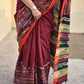 kantha hand embroidered khadi handloom saree maroon orange black green best summer fabric best price online