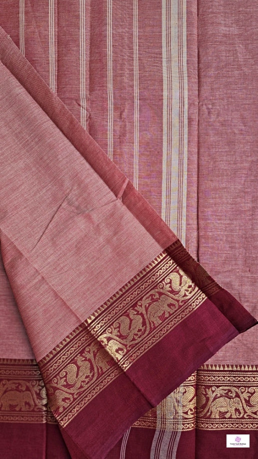 BLUSH - CHETTINAD COTTON SAREE (BLUSH MAROON & DARK MAROON)