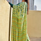 Green organic handblock print mul cotton saree ajrakh vanaspati natural dye floral print best summer fabric office and daily wear saree 