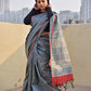 grey red handloom silk cotton office wear formal wear sarees check pattern with blouse piece contrast best price online 