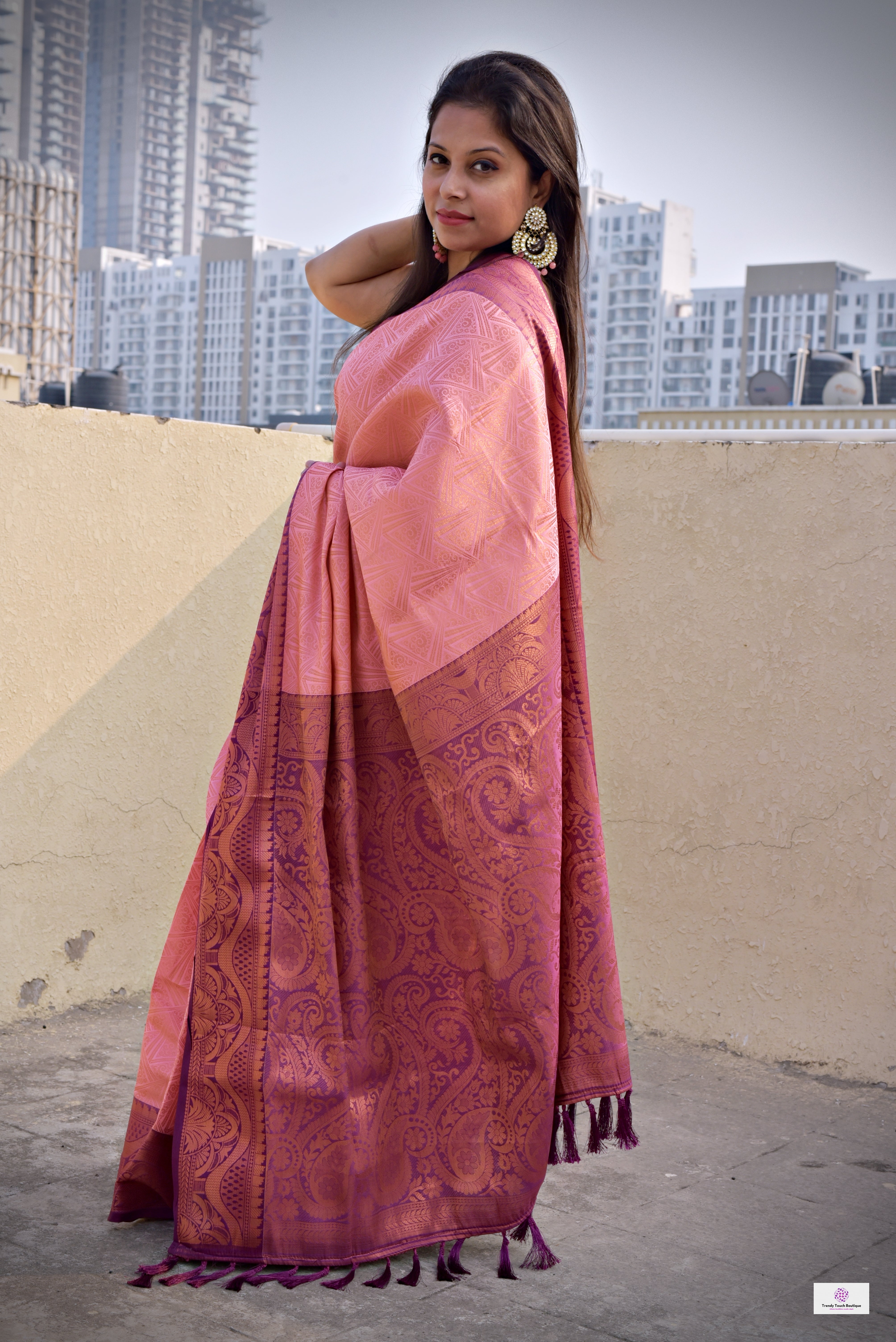 Peach Colour Silk Saree