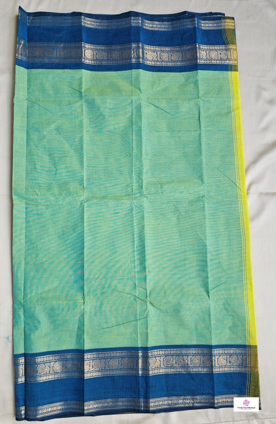 MINTY - CHETTINAD COTTON SAREE (SEA GREEN & TEAL BLUE)