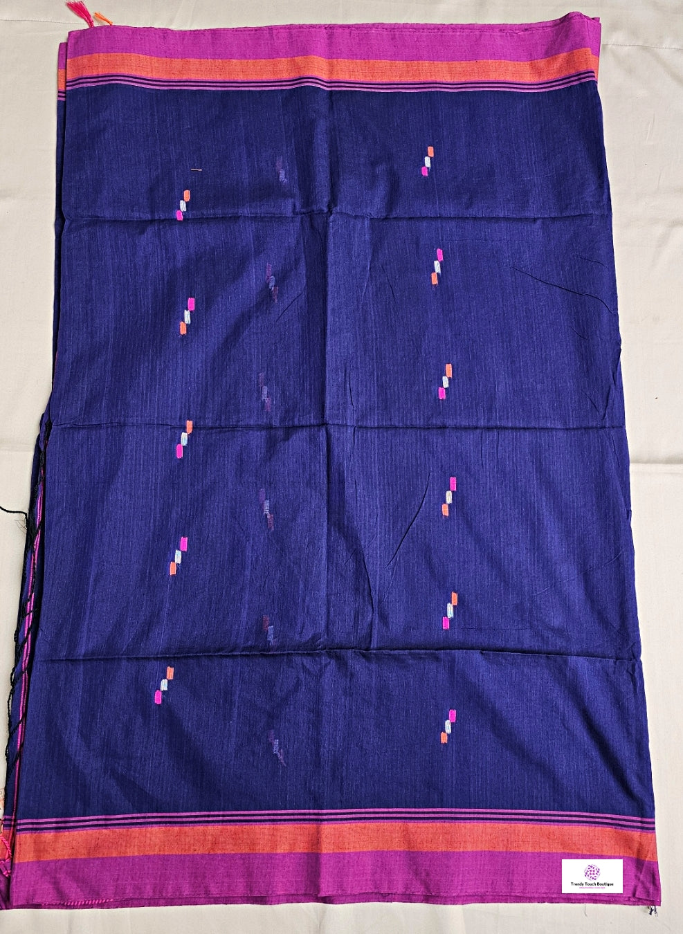 blue bengal cotton handloom saree lightweight summer wear saree fabric with blouse piece best price for office and casual wear