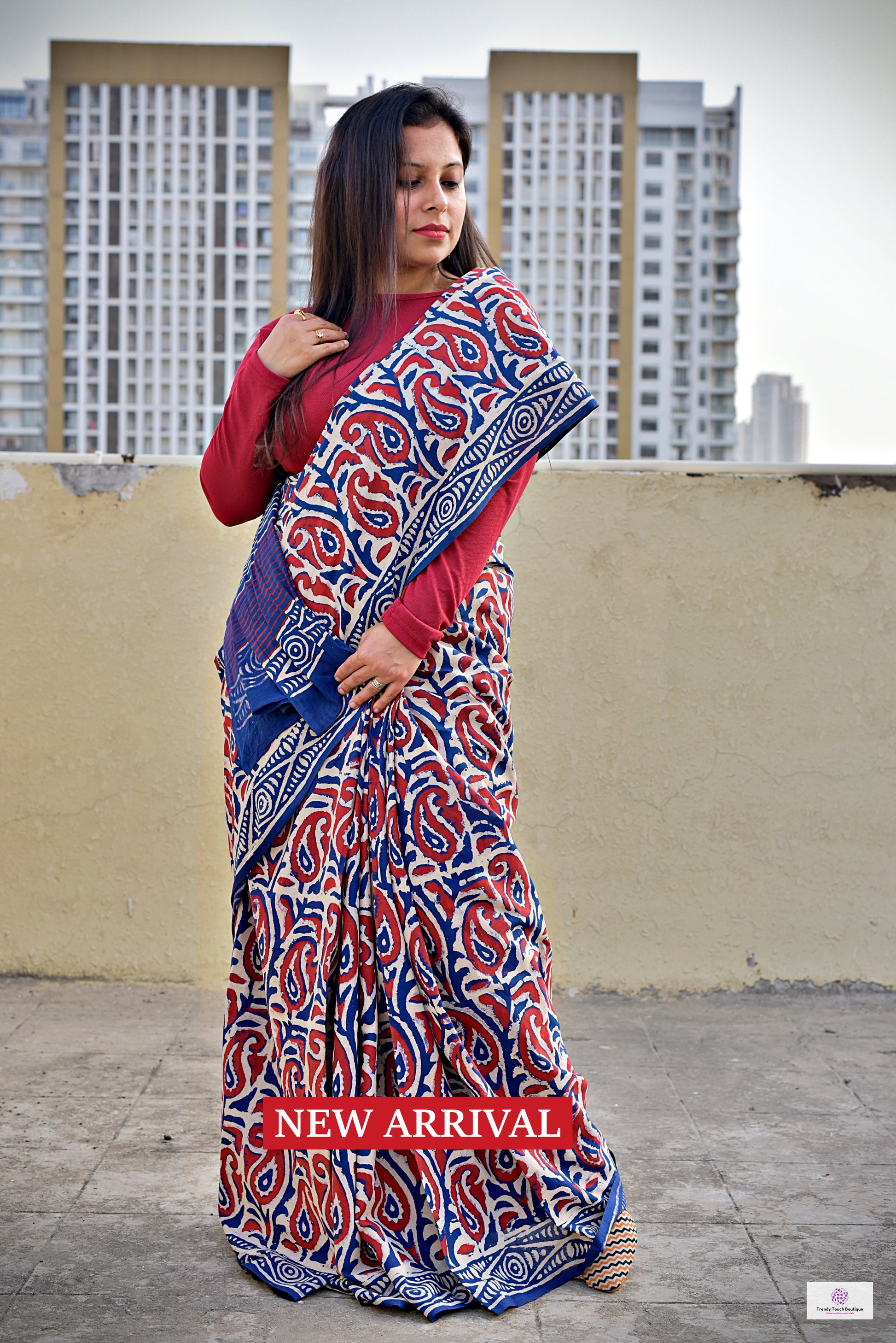 handblock print best summer fabric mulcotton saree office wear and lightweight summer sarees best price red and blue for teachers and corporate women