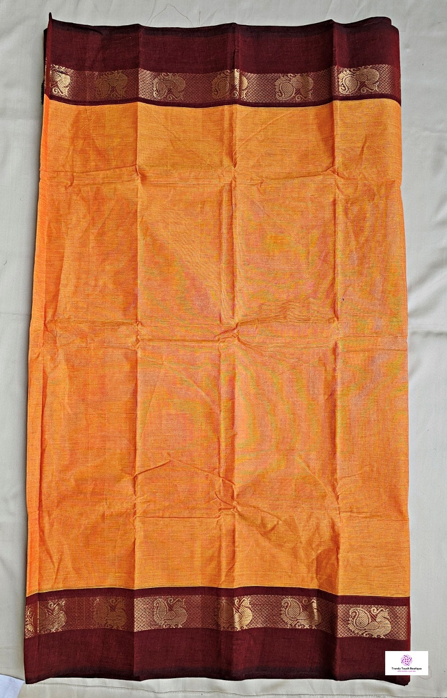 FIREFLY - CHETTINAD COTTON SAREE (ORANGE YELLOW & MAROON)